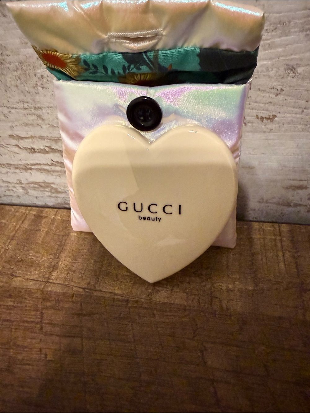 Authentic GUCCI beauty Mirror heart shaped cream color